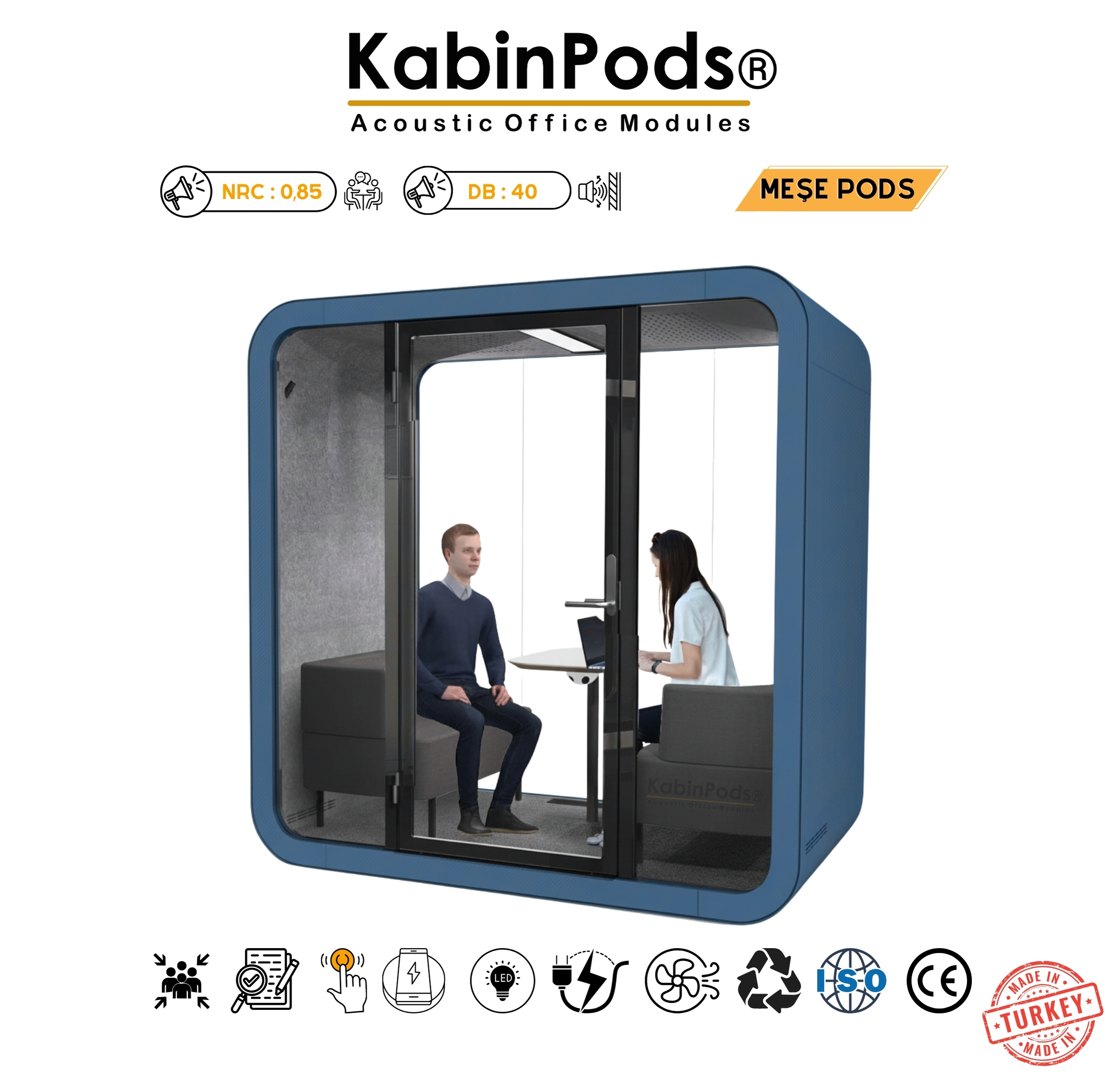 NRC12 Akustik Kabin - Modern Ofis Telefon Görüşme Kabini Çözümleri